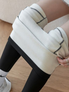 plus Size Fleece Lined Thickened Compression Sharkskin Pants Winter Outerwear Bottoming Trousers for Women Casual Nine Points