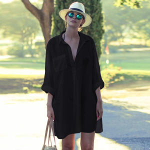 Bikini Cover up Loose Summer Vacation Onsen Swimwear Outerwear Womens Cotton Beach Sunscreen Coat Casual Summer Style