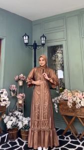 BEST SELLER Marwah Dress Silk Brukat Premium Gamis Kondangan Wanita Terbaru 2024 Dress Muslim Pesta