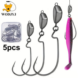 WODJYJ 5pcs/Box 3.5g 5g 7g 10g 12g 14g bullet jig head fishhooksdeep sinker weight with offset hooks for soft worm bass tackle