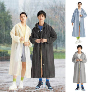 Adult Long Raincoat Reusable Waterproof Rain Coat Drawstring Long Hooded Rain Coats for Outdoor Travel Emergency