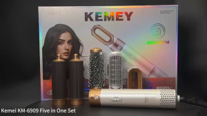 Kemei Hair Dryer Brush 5 in 1Negative Ion Blow Dryer Brush Set Upgrade Hot Air Brush Air Styler Curling Wrap Air Curler Professional Curling Iron Hair Styling Tools Gift for Straight/Curl/Drying/Smoothing