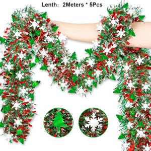 Christmas Tinsel Ribbons Christmas Tree Snowflakes Cane Ribbon Garland Xmas Tree Hanging Pendent DIY Wreath Party Home Decor