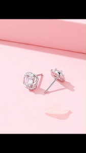 Anting Wanita Korea Diamond Simple Elegan – Anting Stud Titanium Perak Anti Karat ED 2828 Earrings