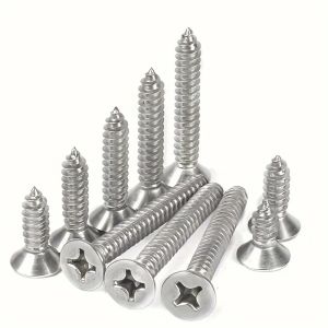 100/200 Piece M4 Stainless Steel Self-Tapping Screw Set Wood Locking Screws Suitable for Locking Wood and Metal