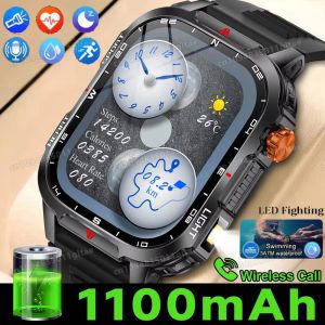 Smart Watch Men’s GPS Tracking Flashlight Bluetooth Call 2.01" AMOLED Screen 5ATM Waterproof Sports Smartwatch
