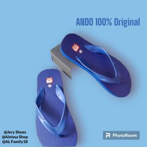 Sandal Jepit Ando Hawai Biru Size 44 Jumbo