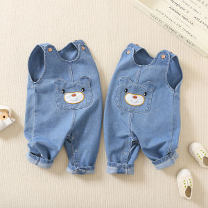 ยี่ห้ออี้ซินเฟยชุดหมีเด็กทารกชายหญิงสไตล์เกาหลีกางเกงแขนกุดเด็กกางเกงยีนส์เอี๊ยมกางเกงชุดหมี