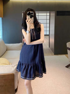 YUFUQING | Summer New Style Small Size Womens Round Neck Sleeveless Vest Dress High Waist Polyester Fiber Casual Solid Color GZY3245