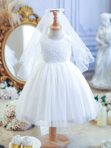 Princess Style White Dress Childrens Graduation Performance Costume Summer New Arrival Girls Clothing Flower Girl Dress