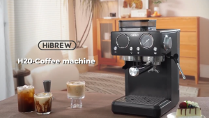 Máy pha và xay cà phê bán tự động 3 trong 1 Espresso Cappuccino Latte thương hiệu Mỹ HiBREW H20 - Công suất 1500W - Bảo Hành 1 Năm