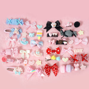 เครื่องประดับผมสไตล์ญี่ปุ่นทำมือสำหรับผู้หญิง สีสันสดใส สไตล์โลลิต้า คลิปผมสีดำชมพูแดง เครื่องประดับผมแบบติดหางม้า