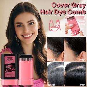 【Instant Hair Dye/Natural Color/No Damage to Hair】Gentle Nourish Hair Coloring Comb Long-Lasting No Fading Hair Colour Stick Hair Dye Pen Effectively Covers Gray Hair White Hair/Waterproof Sweat-Proof Hair Touch Up