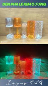 [ Tặng thêm remote] Đèn ngủ pha lê hình ly cảm biến 16 màu để bàn có điều khiển từ xa điều chỉnh được độ sáng Led PPT-01