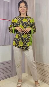 Putri Nasya - Atasan Batik Big Size Blouse Panjang Wanita SRN Kantor Formal Bahan Katun Baju Kerja Motif