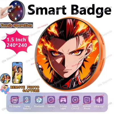 Upgraded With Sound Smart Bluetooth Anime Digital E-Badge Electronic Merchandise Badge Digital Pin Anime Dynamic Display E-badge