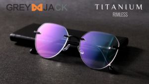 Grey Jack Kacamata Antiradiasi Blueray Model Bulat Rimless Tanpa Bingkai Bisnis Style Bisa Minus Fashion Pria Wanita 122602