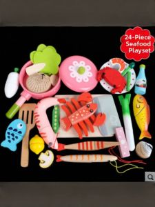 Educational Wooden Vegetable and Fruit Cutting Toy