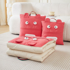 Canvas Style Pillow and Quilt Dual-Use Two-in-One Summer Nap Blanket Pillow Car Airable Cover Car Summer Blanket