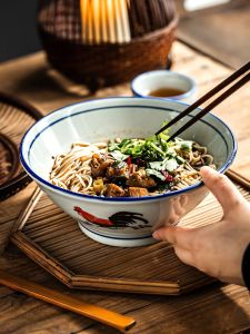 ชามกินเส้นใหญ่แบบดั้งเดิมสำหรับใช้ในบ้านและพาณิชย์ ชามไก่ ชามทรงหมวก ชามสำหรับผัดเส้น ชามสำหรับผัดข้าว