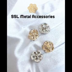 Set 10 Cúc áo nút áo kim loại thời trang hình tròn đính đá dành cho áo vest sơ mi áo dạ alloy button JZL-056 12mm