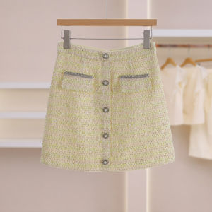 Sequined Rhinestone Fake Pockets A-Line Skirt
