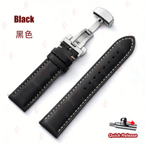 New Butterfly Buckle 14/16/18/20/22/24mm Watchband Genuine Calfskin Watch Strap Belt Vintage Brown Straps Quick Release Bracelet