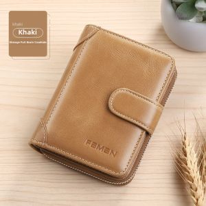 Genuine Leather Short Wallet for Men Driver License Card Holder Multi-Function Integrated Bag Two-In-One Multi-Slot Coin Purse