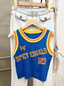 ●ECLAIRE● 043 Blouse Knit Rajut Crop Sleveless Tak Berlengan Sporty Kasual Olahraga Hiphop Korea Import