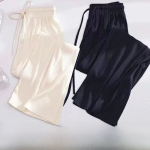 Girl Ice Silk Pajama Pants Loose Wide Leg Pants Summer Kids Pants Baby Thin Anti Mosquito Pants Childrens Summer Wear