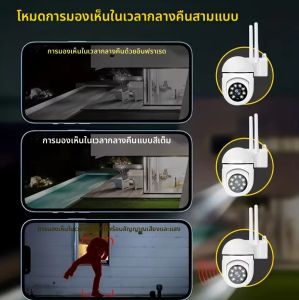 กล้องไอพี ไวไฟ 2MP กล้องเฝ้าระวังความปลอดภัยกลางแจ้ง AI การติดตามมนุษย์เสียงสองทาง 4X ซูมดิจิตอลการมองเห็นตอนกลางคืนสีเต็มรูปแบบ