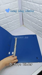 D-Type Long Ring Binder with 3 Silver Rings Arch File Folder Paper Organizers Waterproof PP Cover