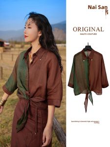 NASANYUE | Fashionable Loose Linen Blouse for Women