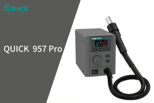 QUICK 957 Pro 580W Digital Hot Air Rework Station LCD Display 3 Channels ESD Safe Lead‑Free For SMD IC PCB Mobile Phone Laptop Repair