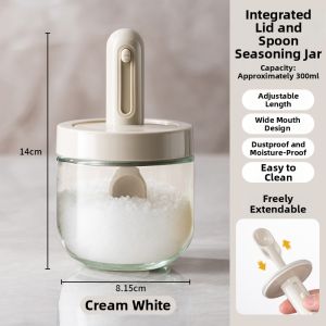 Adjustable Glass Spice Container with Spoon Set of 4