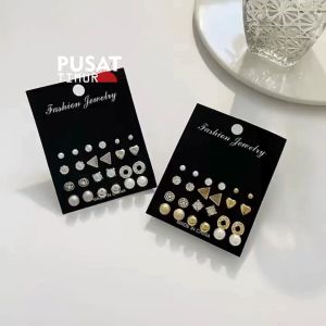 Anting Set 12 Pasang Lengkap Wanita Beragam Model Fashion Set Jewelry I PUSAT TIMUR