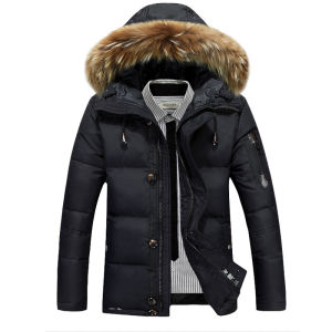 RUCHI 2024 2024 Mens down Jacket Mens Short White Duck down Thick Fur Collar Outdoor Keep Warm Oversized Coat Fashion