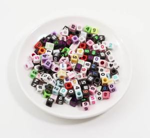100pcs/lot Square Acrylic Beads Mixed Number Letter Beads Loose Spacer Bead For DIY Jewelry Making Necklace Bracelet Earrings