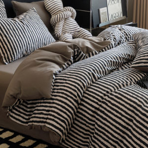 ผ้าคลุมเตียงแบบสามชิ้นผ้าฝ้ายแท้สไตล์ยุโรปสำหรับนักเรียนชายหอพักนักศึกษา ผ้าคลุมหมอนผ้าฝ้ายแท้ ผ้าห่มผ้าฝ้ายแท้