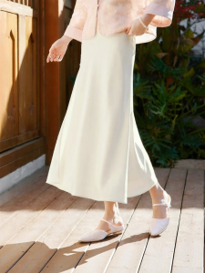 XIANGYING | New Chinese Style Lace Satin Half Skirt