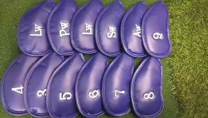 12PCS/Set Exquisite PU Golf Club Iron Head Covers Protector Sticker Closure Head Cover Sets Headcovers Waterproof Leather