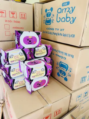 {Kt Lớn 150/hộp} Sỉ Thùng 10 hộp khăn ướt Amybaby không mùi an toàn cho bé