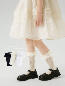 ถุงเท้าเด็กผู้หญิงทรงบางสำหรับฤดูร้อน ถุงเท้าผ้าตาข่ายลูกไม้ ทรงหล่อ ถุงเท้าลูกไม้เจ้าหญิงสำหรับเด็ก ถุงเท้าเด็กผู้หญิง