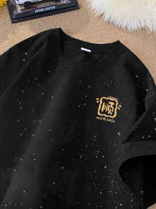 Mens Short Sleeve T-Shirt Casual Loose Fit Pure Cotton Half Sleeve Heavyweight Printed round Neck Top for Couples Summer Wear