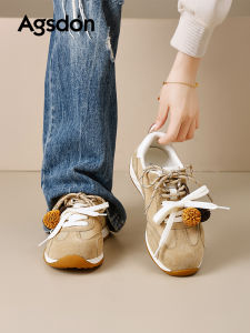 Classic Agsdon Womens Sport Shoes Soft Bottom Retro Ginkgo Style Casual Fashionable Low Cut Breathable Mesh Inner Ankle Stabilized