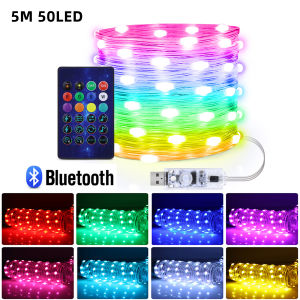 WS2812B RGBIC LED String 20m 10m 5m USB Fairy Lights Dreamcolor DIY Smart IC APP Bluetooth Remote Festival Christmas Tree Lights