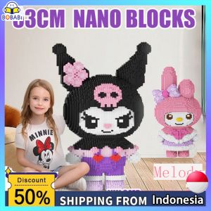 Nano Blocks Besar Kuromi Melody Lotso 3D Model Mainan Blok Susun Blok Konstruksi DIY Hadiah Anak Permainan Otak