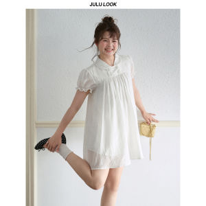 JULULOOK | Đầm Dáng Chubby Dễ Thương Kiểu Áo Bóng Tay Đũi Cổ Peter Pan