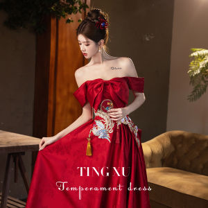 ชุดแต่งงานสไตล์จีนใหม่ 2025 ชุดราตรีสุดหรูหรา ชุดกี่เพ้า ชุดแต่งงานแบบจีนโบราณ ชุดกี่เพ้า ชุดราตรี ชุดกี่เพ้า