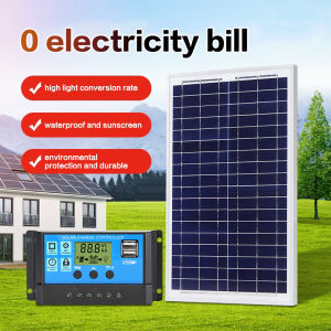 200W/400W Solar Panel 18Volt Pv Solar Cell Panel Generator Set For Home With 10A/20A/30A Solar Charge Controller Portable Generator 0 Electricity Bill Waterproof Lightning Solar For All Appliances